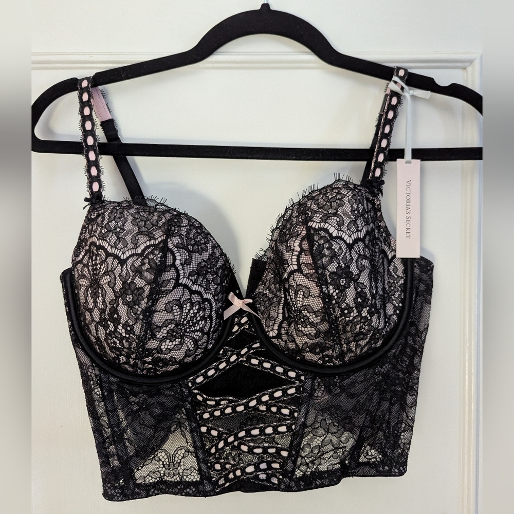 Victorias Secret Dream Angels Lined Demi Bra Small DD All Lace Bustier NWT